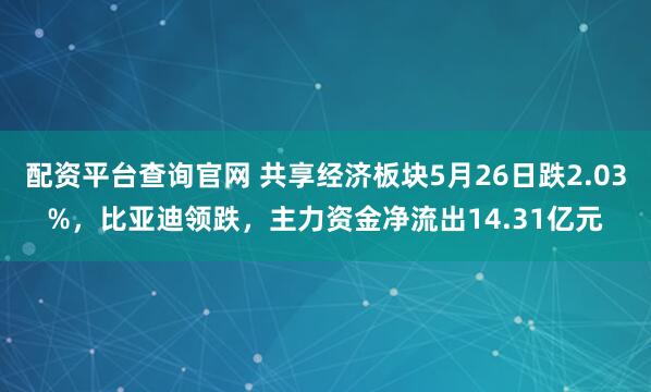 配资平台查询官网 共享经济板块5月26日跌2.03%，比亚迪领跌，主力资金净流出14.31亿元