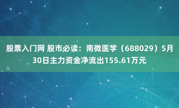 股票入门网 股市必读：南微医学（688029）5月30日主力资金净流出155.61万元